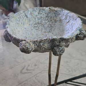 Rustic Textured Paper Mache Bowl With Knobs - Gray